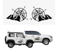 Autodomy Kompass Off Road Windrose Aufkleber Paket 2 Stück | Kompass Aufkleber Wohnmobil und Auto oder Motorrad (Schwarz, 39x27 cm)