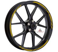 Autodomy Motorrad Felgenaufkleber Komplettset | Felgenrandaufkleber für 2 Räder 15" bis 19" Zoll | Felgen Aufkleber Motorrad Tuning | Felgenaufkleber Motorrad Racing Design (Gold)