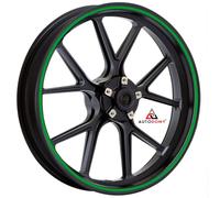Autodomy Motorrad Felgenaufkleber Komplettset für 2 Räder 15" bis 19" Zoll | Felgen Aufkleber Motorrad Tuning Circular Sport Design | Felgenaufkleber Motorrad Racing Design (Grün, Breite 7 mm)