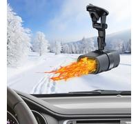 Autoheizung, 120W 12V tragbares Auto Heizgebläse 360° drehbar Auto Windschutzscheibe Fenster Entfroster Auto Anti-Beschlag Heizung Demister Schnelles Heizen und Kühlen Ventilator für Auto (Schwarz)
