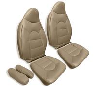 AUTOKAY Sitzbezüge aus Leder, 6 Stück für Vorder- und Rücksitzbezüge für Ford F250 F350 1999 2000 Fahrer und Beifahrersitz, Leder, Tan