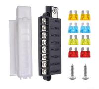 Automotive Marine 8-fach Sicherungskasten für ATO ATC Sicherungen, kompatibel mit 32 V DC 100 A Max Plusblock-Klemmleiste mit transparenter Abdeckung M5 Bolzen, 4,5 mm Befestigungsloch