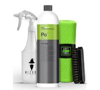 autopflege Textil- Leder- & Alcantarareiniger Set | Koch Chemie Pol Star 1l + Sprühflasche + Bürste + Mikrofasertuch | Lederreiniger Polsterreiniger Textilreiniger für Auto & Haushalt