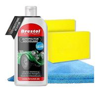 Autopolitur Hochglanz 1x 500ml - Politur Auto mit Langzeitschutz, Poliermittel für Auto für makellosen Fahrzeugglanz, Auto Pflege & Lackpolitur mit Carnaubawachs + 2x Schwamm & Mikrofasertuch
