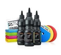 Autopolitur Set: ADBL Hard Cut + Super Polish + Perfect Finish (je 200ml) + Royal Pads Polierpads + Mikrofasertücher | 10-teilig