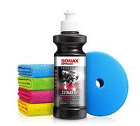 Autopolitur Set: Sonax Profiline CutMax Schleifpolitur (250ml) - Hocheffektive Schleifpaste für starke Defektkorrekturen am Autolack - Low-Dust Technologie - Auto polieren, Heavy Cut | 6-teilig