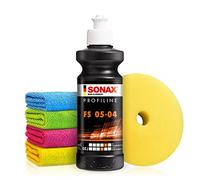 Autopolitur Set: Sonax Profiline FS 05-04 Medium Cut Politur (250ml) - Politur zur Entfernung von Staubeinschlüssen, Farbnebel & Schleifspuren - Auto polieren, Feinschleifpolitur | 6-teilig