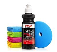 Autopolitur Set: Sonax Profiline SP 06-02 Schleifpolitur (250ml) Silikonfreie Schleifpaste - Ideal für stark verwitterte & verkratze Lacke - Low-Dust Technologie - Auto polieren, Heavy Cut | 6-teilig