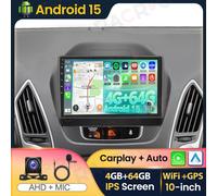 Autoradio 4+64GB Android 15.0 CarPlay GPS Navi Für Hyundai IX35 Tucson 2009-2015