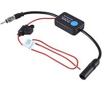 Autoradio Antennenverstärker, Universell 12V Auto FM Antennenverstärker, Hohe Verstärkung, Geringes Rauschen, 25dB, mit Kleber und Roter Clip, für Autoradio Auto FM Radio Antenne