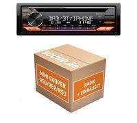Autoradio Einbaupaket für JVC KD-DB922BT kompatibel mit Mini Cooper R50/R52/R53 + Professional OEM Navigation Rundpin | Bluetooth Telefonieren Audiostreaming