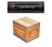 Autoradio Einbaupaket für Kenwood KDC-BT460U kompatibel mit FIAT Ducato III Typ 250 + Lenkradfernbedienung Schwarz | Bluetooth USB