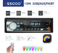 Autoradio mit Bluetooth BT Freisprech 7 Farben Single 1DIN MP3 Player USB Aux AM