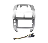 Autoradio Radioblende Einbaurahmen für Autoradios passend für VW Polo MK4 6Q 9N 9N3 (2004-2011), 9 Zoll, Stereoanlage, Kabelbaum, Stromkabel, CAN-Bus, Montagesatz(Silver Frame Cable)