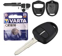 Autoschlüssel Funk Fernbedienung Austausch Gehäuse mit 2 Tasten + MIT11R Rohling + Batterie kompatibel mit Mitsubishi Grandis ASX Space Star Outlander Lancer