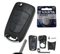 Autoschlüssel Funk Fernbedienung Austausch Gehäuse mit 2 Tasten + Rohling + Batterie kompatibel für Opel Corsa D Tigra B Astra H Zafira B Antara