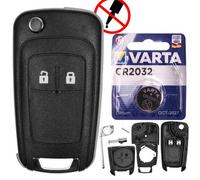 Autoschlüssel Funk Fernbedienung Austausch Gehäuse mit 2 Tasten + Rohling + Batterie kompatibel mit Opel Meriva Astra J Adam Corsa E Casvada Mokka