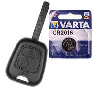 Autoschlüssel Funk Fernbedienung Austausch Gehäuse mit 2 Tasten + VA2 Rohling + Batterie kompatibel mit Citroen C1 I C2 C3 I Peugeot 107 Toyota Aygo III