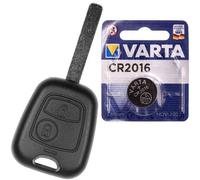 Autoschlüssel Funk Fernbedienung Austausch Gehäuse mit 2 Tasten + VA2 Rohling + Batterie kompatibel mit Citroen C1 I C2 C3 I Peugeot 107 Toyota Aygo III