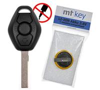 Autoschlüssel Funk Fernbedienung Austausch Gehäuse mit 3 Tasten + HU92 Rohling + Akku kompatibel mit BMW E46 E83 E52 E85 E86 E39 E61 E60 E53