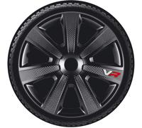 AUTO-STYLE Satz Radzierblenden VR 14-Zoll Schwarz/Karbon-Look/Logo