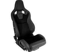 AutoStyle Sportsitze 'NK Premium' - Schwarz Suede + Schwarz Kunstleder - Doppelseitig Verstellbare GFK Rückenlehne - inkl. Laufschienen