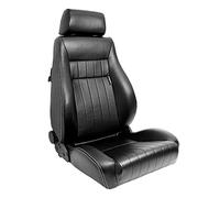 AUTO-STYLE Sportsitze 'Retro' - Schwarz Kunstleder + Silbere Naten - Doppelseitig Verstellbare Rückenlehne - inkl. Laufschienen