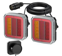 AUTOUTLET LED Rückleuchten für Anhänger 12V-30V, 7-Polig mit 7,35M Kabel | 40 LED Rückleuchten Set Anhänger, E9 E57 Zulassung, IP65 Wasserdicht, PKW LKW Beleuchtung für Anhänger Wohnwagen (Magnet)