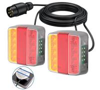 AUTOUTLET Rückleuchten Set für Anhänger, Magnet verkabelt - 7,5m Kabel, 7 poliger Stecker, 18 LED super hell Rückleuchten Rücklicht Anhänger Beleuchtung 12V Anhängerbeleuchtung mit E11-Standard(Gelb)
