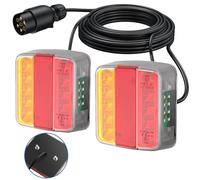 AUTOUTLET Rückleuchten Set für Anhänger, Schraubenmontage - 7,5m Kabel, 7 poliger Stecker, 18 LED super hell Rückleuchten Rücklicht Anhänger Beleuchtung 12V Anhängerbeleuchtung mit E11-Standard(Gelb)