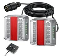 AUTOUTLET Rückleuchten Set für Anhänger, Schraubenmontage - 7,5m Kabel & 7 poliger Stecker, 18 LED ultrahelle Rückleuchten Rücklicht Anhängerbeleuchtung 12V Anhänger Beleuchtung mit E11-Standard(Weiß)