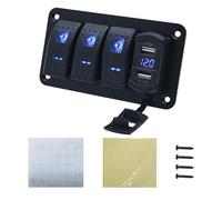 Avutrel 3 Gang Schalter Panel Wasserdicht mit 4,8A Dual-USB LED Voltmeter, 12V/24V Marine Schalttafel Wippschalterhalter für Auto, Boote, Yachten, LKW und Wohnmobile