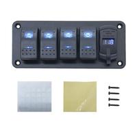 Avutrel 4 Gang Schalter Panel Wasserdicht mit 4,8A Dual-USB LED Voltmeter, 12V/24V Marine Schalttafel Wippschalterhalter für Auto, Boote, Yachten, LKW und Wohnmobile