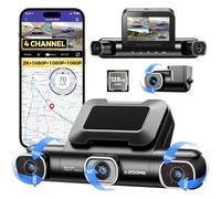 AZDOME 4 Kanal 4K dashcam Auto 360 Grad mit 128GB eMMC, 2.5K+3 * 1080P Dashcam, 5G WiFi, Sprachsteuerung Dashcam Auto Vorne Hinten, IR Nachtsicht, Parkmodus, Erinnerung bei Müdigkeit am Steuer