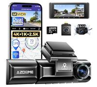 AZDOME 4K Dashcam Auto 4K+ 1080P+ 2.5K vorne hinten innen mit Dual STARVIS, 64GB SD Karte, WiFi, GPS, Super Nachtsicht, Parküberwachung, Loop-Aufnahm, WDR, G Sensor, 3.19” Hitzebeständig, M550 MAX