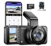 AZDOME Dashcam Auto Vorne Hinten 3K/2K+1080P, WiFi Dash Cam Auto Kamera 3" IPS-Bildschirm mit 64GB SD Karte, ADAS, Nachtsicht, WDR, 170° Weitwinkel, Loop-Aufnahme, Sprachausgabe
