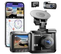 AZDOME Dashcam Auto Vorne Hinten 4K/2,5K GPS WiFi Dash Cam Auto mit Starvis, 64GB SD Karte, Auto Kamera, Parküberwachung, Super Nachtsicht, WDR, 170° Weitwinkel, G-Sensor, Loop-Aufnahme, GS63H Pro