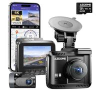 AZDOME Dashcam Auto Vorne Hinten 4K/2,5K mit STARVIS, Dash Cam Auto Kamera 3" IPS-Bildschirm, kostenlose 64-GB-Karte,5.8GHz WiFi, GPS, 170°Weitwinkel WDR, Unterstützt 512 GB Max(GS63H Pro)