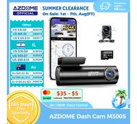 AZDOME M300S 4K Dashcam Vorne und Hinten, Eingebautes ADAS WiFi GPS Autokamera, Gratis 64GB Karte, Sprachsteuerung, Nachtsicht