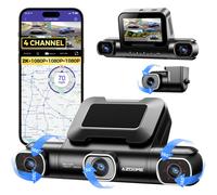 AZDOME Dash Cam M660 2K + 3*1080P 4CH Auto DVR GPS 5G Wifi Integrierte 128GB eMMC Sprachsteuerung
