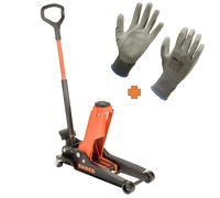 Bahco Wagenheber Rangierwagenheber BH 13000 3 T mit Doppelkolben + Handschuhe