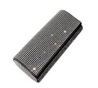 BATHVEVE Sonnenbrillenhalter Weiß aus Kunststoff mit Strasssteinen Glitzernder Praktischer und Kreativer Brillenhalter und Bequem zu Bedienen für Auto und Suv