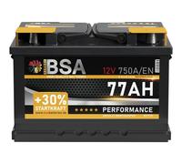 Batterie BSA Autobatterie 12V 77Ah 750A/EN ersetzt 68AH 70AH 72AH 74AH 75AH 80AH