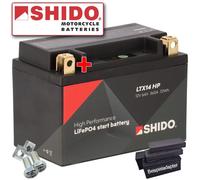 Batterie für BMW K 1200 R 6,0 Zoll Felge K12R/K43 2007 Shido Lithium YTX14-BS HP