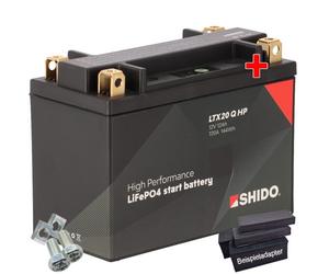 Batterie für Kawasaki GPZ 1100 A Uni Trak ZXT10A 1984 Shido Lithium YTX20L-BS HP