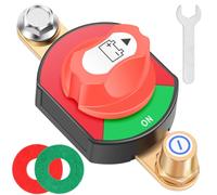Batterie-Trennschalter 12-48 V, ON/OFF, mit Maulschlüssel | Manueller 12-48-V-Batterieschalter mit Farblicher Schaltanzeige, Verschraubten Anschlüssen, für Auto und Wohnmobil