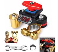 Batterietrennschalter 12V 24V Batterie Trennschalter Hauptschalter Batterieschalter Batteriehauptschalter Autobatterie Kill Switch Reinkupfer 180° Drehbarer mit LED Anzeige für Motorrad Auto Boot RV
