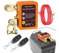 Batterietrennschalter 12V mit Fernbedienung, Batterie Trennschalter 12V 240A mit 2 Fernbedienung Kill Switch Anti-Diebstahl für Motorrad, Auto, RV, Boot, Yacht, Wohnwagen(orange)