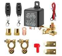 Batterietrennschalter 12V mit Fernbedienung, Batterieschalter 12V 200A mit 2 Messingpfosten, 2 Batterieklemmen, 2 Fernbedienungen für Motorrad, Auto, RV, Boot, Yacht, Wohnwagen
