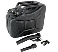 Trutzholm 1x Benzinkanister Kraftstoffkanister Metall 10 L Hammerschlag kratzfest schwarz inkl. Ausgießer + Halter
